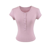 Lora Button Slim Tee
