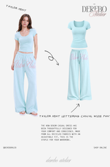 Taylor Mint Lettering Casual Wide Pants