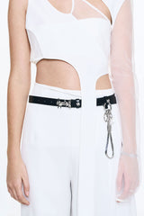 NO.623 [SILVER] SPIKY BUCKLE LEATHER BELT