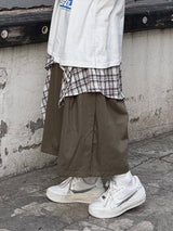check layered cotton shorts