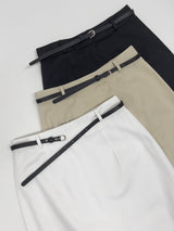 [Belt SET] コットンHラインロングスカート