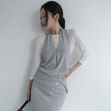 [Auditon] Button Halter Neck Sleeveless Top - 3 color