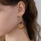 Brown marble pendant oval drop earring