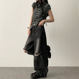 Motsu Check Side String Short Sleeve Shirt