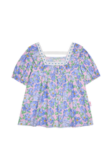 ULLALA PAJAMA Blooming Short-sleeve Two-piece Blue Purple[24146WTSSN]