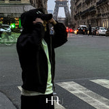 [HFORUS MADE]Layer Shoulder Hooded zip-up IN BLACK