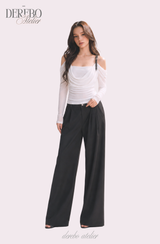 Tul off-shoulder frill long-sleeve tee 