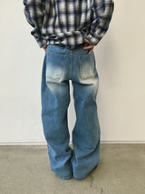 Typing Lettering Snap Denim Pants 2C