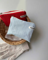 Denim flat pouch - light blue , S size