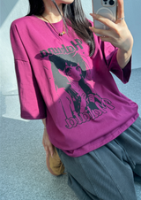 OVER WIDE CARICATURE SHORT SLEEVE🩷🩶🤍 - 3 COLORS