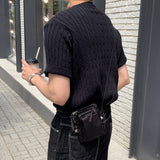 LMN Slag Henley neck Cable Short-sleeved Knitwear (5 colors)