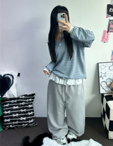 LACE PONT🎀WIDE LONG PANTS 💕🩶🖤3COLOR