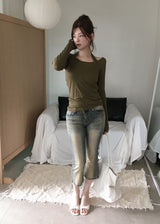 カットアウト ホルターネック タンク ＆ ライトウェイト テンセル ロングスリーブ Tシャツ レイヤード セット
