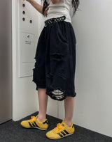 モチーフダメージバンディングバミューダパンツ