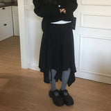 Fiuフォールディングダイアゴナルアンバランスミディスカート
