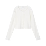Bella Semi Crop Cardigan White
