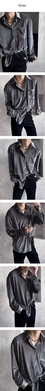 [F/W] Velvet stripe shirts(2color)