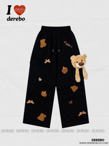 ベアパッチバンディングシャーリングカジュアルパンツ