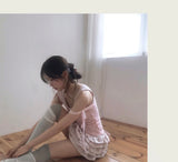 on lace & satin strap sleeveless to