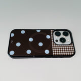 [MADE] [+MagSafe] ドットパッチスマホケース ブラウン (グラスブラックバンパー)