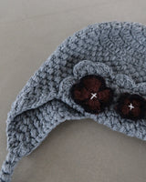 Flower patch earring beanie hat