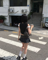 Check pleated skirt