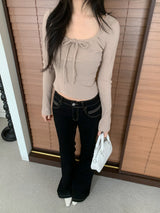 リエールリボンスクエアリブTシャツ