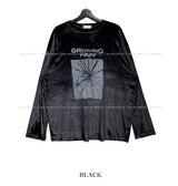 グローイングプリンティングベルベット長袖Tシャツ
