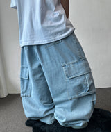 Eve Parachute Cargo Balloon Denim Pants 3color