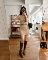 Hess V-neck Mini Dress & Belt Set