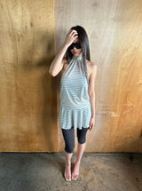 sheer stripe halter top