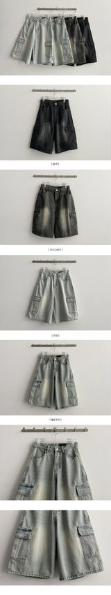 Roit's Washed Cargo Denim Bermuda Shorts