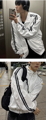 glossy track windbreaker