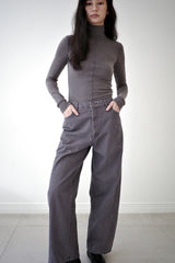 Washed straight leg pants, Ash purple