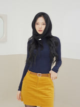 VネックスリムハーフタートルネックスパンデックスロングスリーブTシャツ