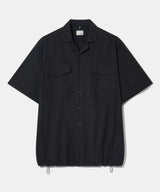 [COOL COTTON] 3-Stitch Open Collar Cotton 1/2 Shirt  S135  Black