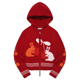 ウィッティーバニーフーディーカーディガン [RED]
