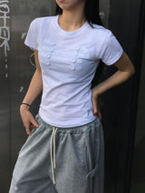レオンスリムボタン半袖Tシャツ (4c)