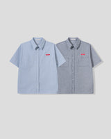 (UNISEX) ピース ストライプ オーバーシャツ