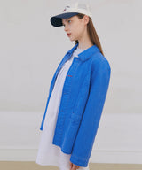 Floral Stitch French Work Jacket - Blue