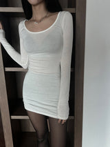 Mad See-through Inner U-Neck Long Sleeve Tee (2 colors)