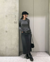 マロンレイヤードスタイルキャミソールセットロングスリーブTシャツ