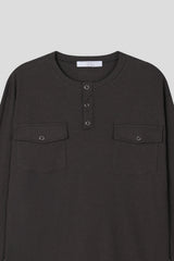 スナップヘンリーロングスリーブTシャツ (3color) (No.1010)