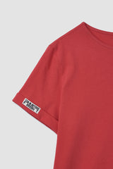 %% ロゴロールアップTシャツ / ウォッシュドレッド