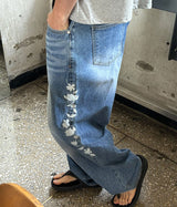 [Unisex] Real stitch semi wide denim pants