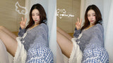 lovely blue checkered cotton blouse
