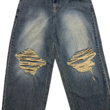 [OOTJ ITEM] ルステッドウィークデストロイドワイドルーズフィットロングデニムパンツ (Denim)