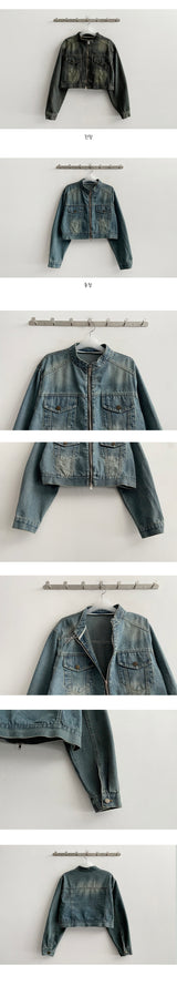 Eyelan Two-way China High-Neck Washing Denim Jacket