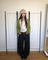 ラキットロウデニムバックバックルワイドデニムパンツ