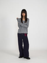 SILKY SCOOPNECK T (STRIPE GREY)